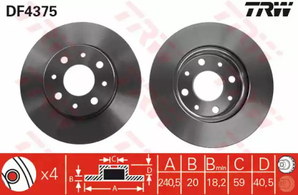 a_Диск гальмівний (1 шт.) FIAT/FORD 500C/Panda/KA \F D=240,5mm \04>>