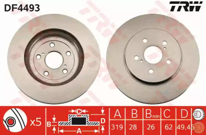 Диск гальмівний (1 шт.) LEXUS RX 300/450/350 F ''03>>