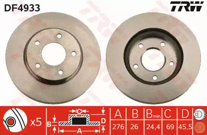 Диск гальмівний (1 шт.) DODGE/MITSUBISHI Caliber/ASX/Lancer \D=276mm \F \08>>