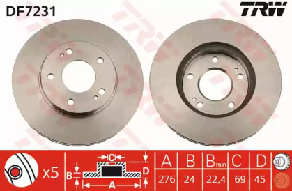 Диск гальмівний (1 шт.) MITSUBISHI Eclipse/Galant/Space Runner \F D=274mm \90-04