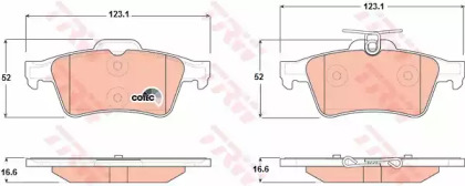 Колодка гальм. диск. FORD FOCUS MAZDA 3,5 OPEL VECTRA C, RENAULT LAGUNA задн. (вир-во TRW)