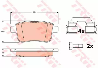 Колодка гальм. диск. RENAULT KANGOO задн. (вир-во TRW)