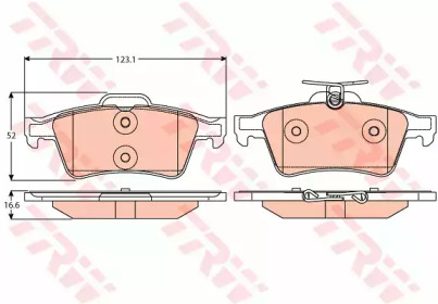 Колодка гальм. диск. FORD FOCUS MAZDA 3,5 OPEL VECTRA C, RENAULT LAGUNA задн. (1-й сорт) (вир-во TRW