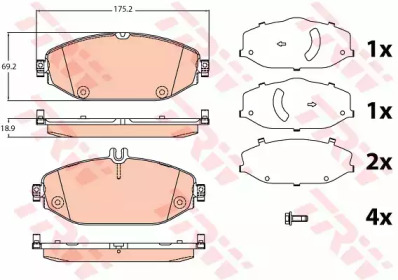 Гальмівні колодки дискові MERCEDES C (W205) \F \14>> TRW