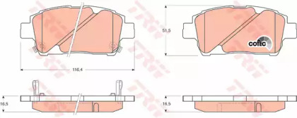 Гальмівні колодки дискові TOYOTA Celica/MR2/Prius/Yaris/Yaris (France made)/Yaris Verso/Yaris Verso