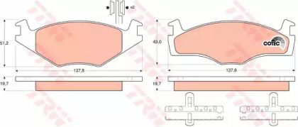 Колодка гальм. диск. SEAT CORDOBA (6K2/C2), IBIZA II (6K1), VW CADDY I передн. (вир-во TRW)