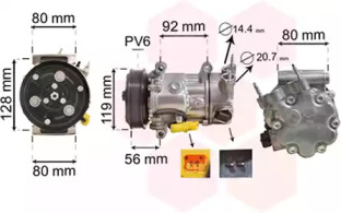 Компресор кондиціонера CITROEN BERLINGO/ PEUGEOT 207,208 (вир-во Van Wezel)