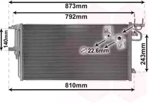 Радіатор кондиціонера Focus / Kuga TDCi 14+ (вир-во Van Wezel)