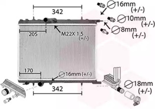 Радіатор охолодження двигуна 206/307/C4/Xsara/BERLINGO (Van Wezel)