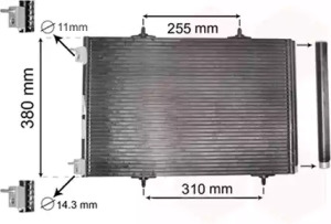 Радіатор кондиціонера P207/1007/C2 04- (вир-во Van Wezel)