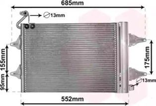 Конденсор кондиціонера POLO4/CORDOB3/IBIZ4/FABIA (Van Wezel)
