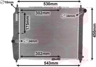 Радіатор охолодження AVEO 12/12 MT +-AC 1.5 (Van Wezel)