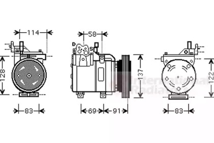 Компресор кондиціонера GETZ 14i/16i MT/AT 05-09 (вир-во Van Wezel)